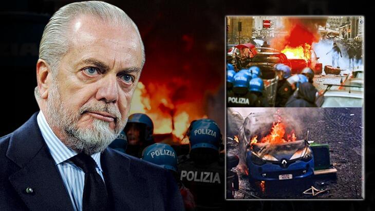 İtalya'da taraftarlar polis otomobilini kundakladı! Lider sert çıktı: İngiliz kuralları uygulansın