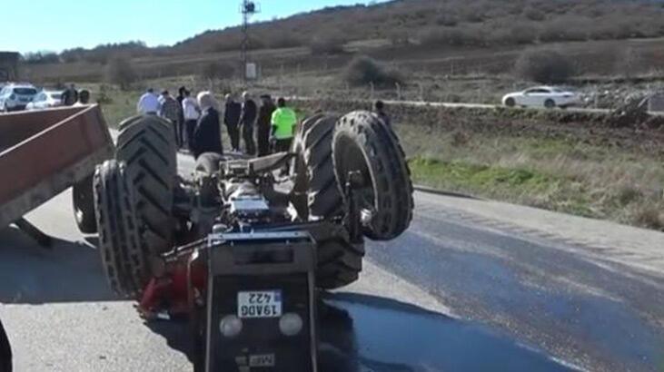 Samsun-Çorum kara yolunda tanker traktöre çarptı: 1 ağır yaralı