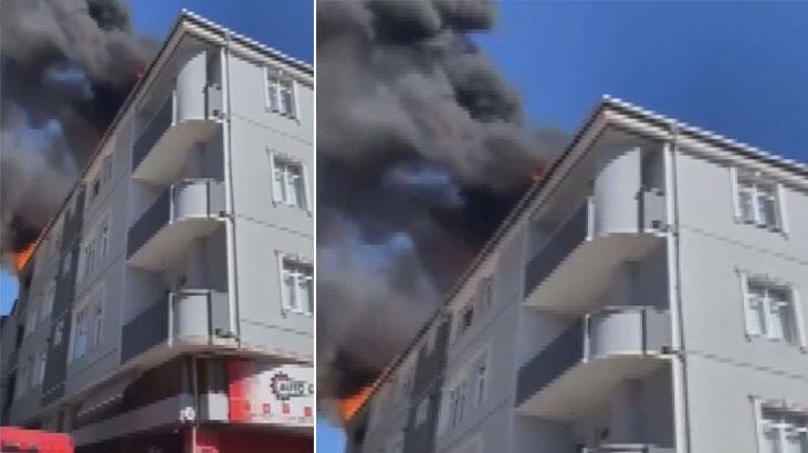 Sultanbeyli'de apartmanın çatısında yangın