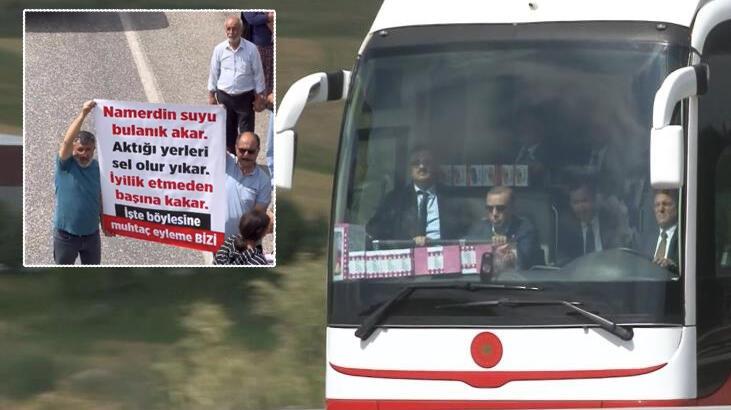 Adıyaman'a giden Erdoğan'ı depremzedeler bu pankartla karşıladı!