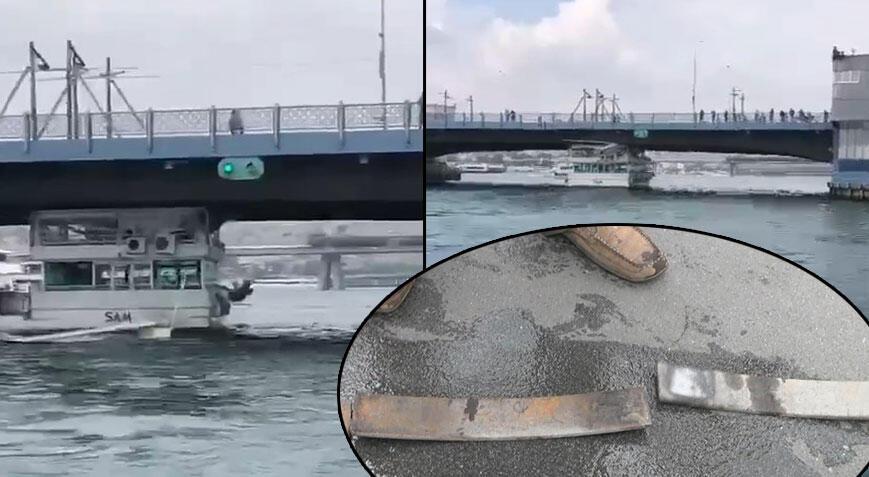 Dehşet dakikaları yaşandı! Tekne Galata Köprüsü'ne çarptı