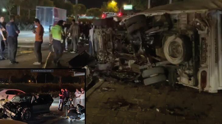 İzmir'de araba park halindeki kamyonete çarptı: 1 meyyit, 1 yaralı