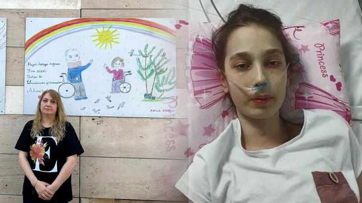 Kalp nakli bekleyen Esila'nın 'bağış' temalı resmi hastane duvarında