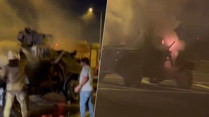 İstanbul’da dehşet dolu anlar: Polislerin içinde olduğu zırhlı araç alev aldı