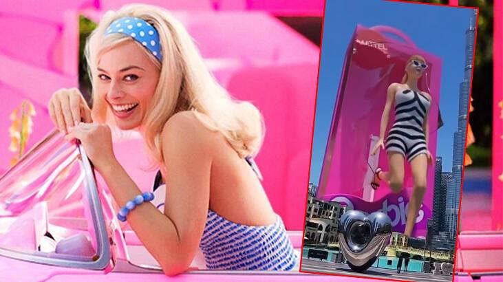 Dubai'deki Burj Khalifa önünde hareket eden devasa Barbie reklamı viral oldu