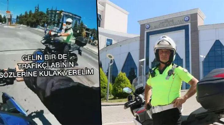 Sürat yapan motosikletli gence baba öğüdü veren polise muvaffakiyet dokümanı
