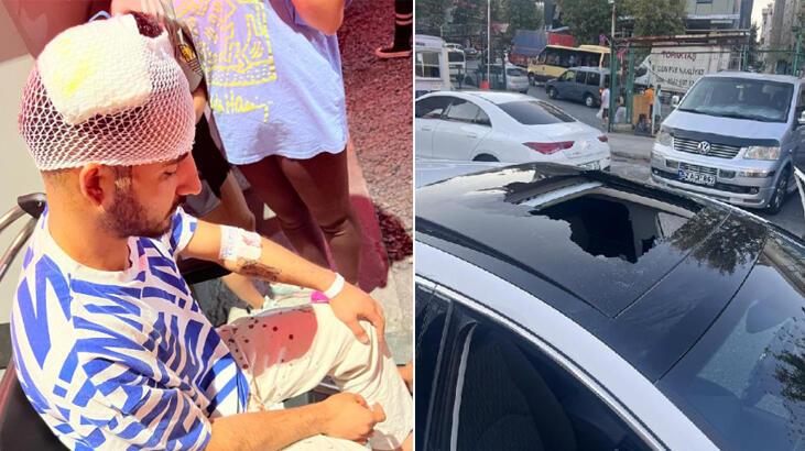 İstanbul'da şoke eden olay! Alev alan tüp balkondan atıldı, şoförün başını yardı