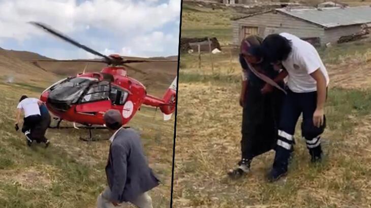 Van'da rahatsızlanan bayan ambulans helikopterle hastaneye ulaştırıldı