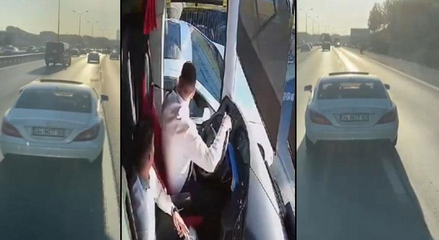 TEM'de yol verme tartışması! Şoför yolcu otobüsünün önünü kesti