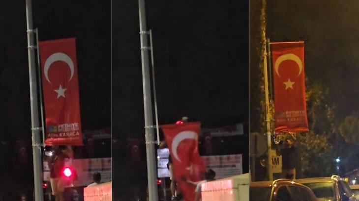 Türk bayrağına ismini yazdırdı! Valilik: Soruşturma başlatıldı